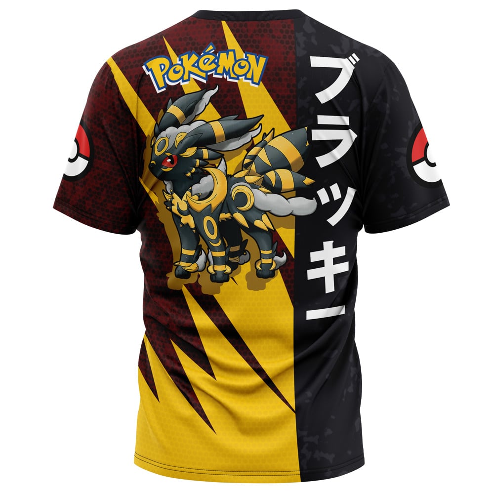 Pokemon T-Shirt Pokemon Umbreon Attack Pose T-Shirt Black Yellow Unisex - Trendy Gift For Men & Women