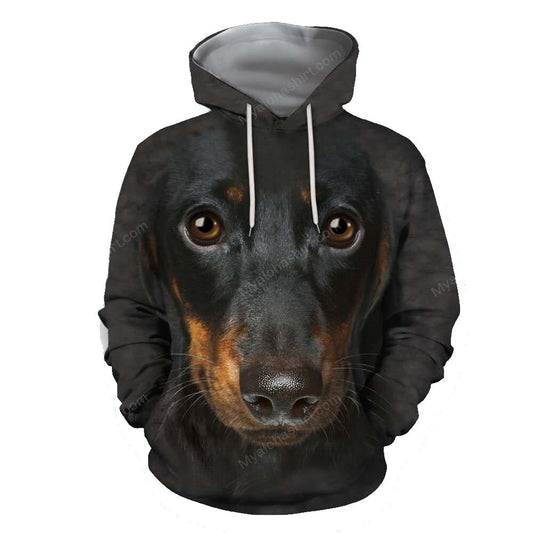 Dog Hoodie Dachshund Face Hair Graphic Hoodie Black Unisex - Cozy Hoodie For Cold Weather
