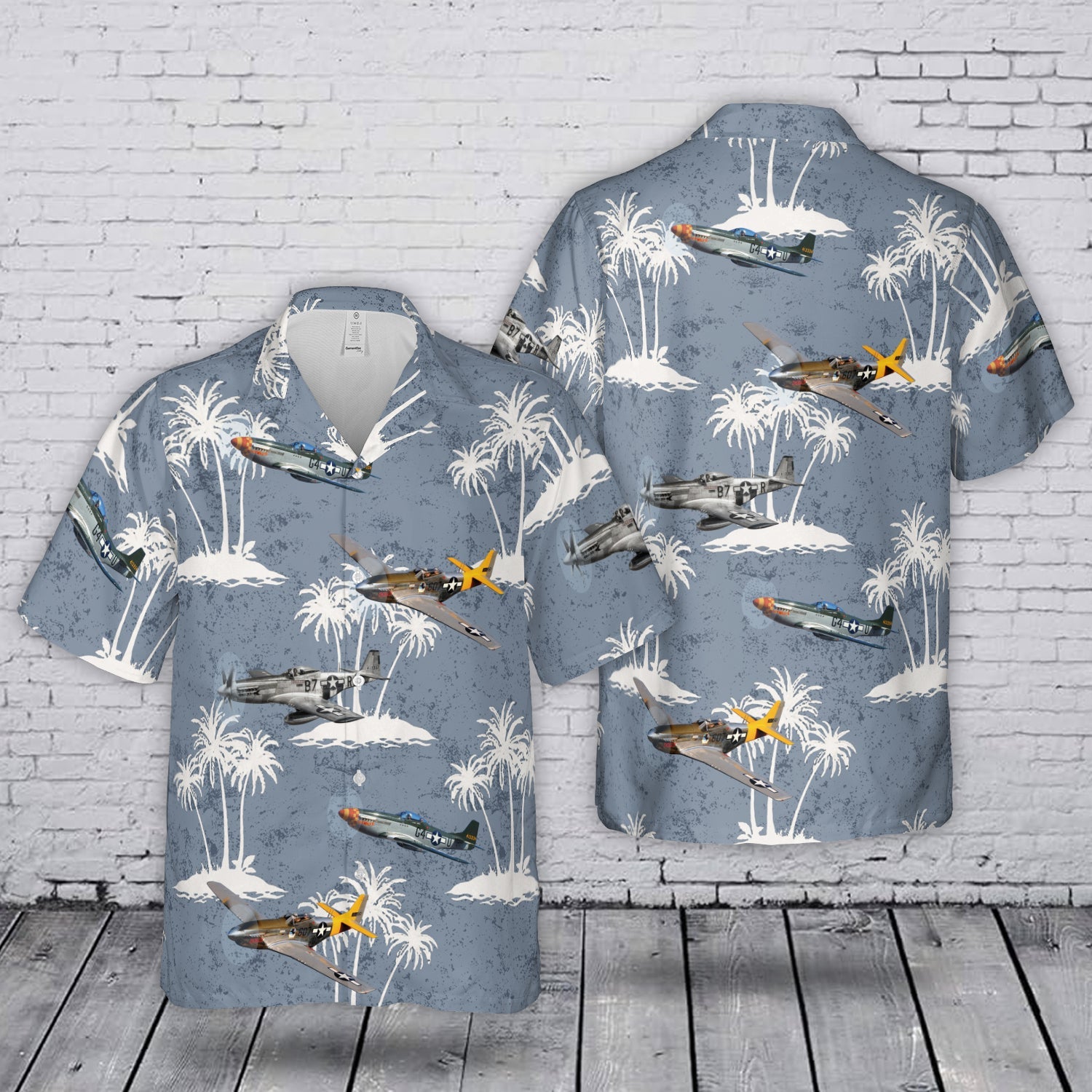 United States Army Air Forces (USAAF) P-51D Mustang Air Museum Hawaiian Shirt