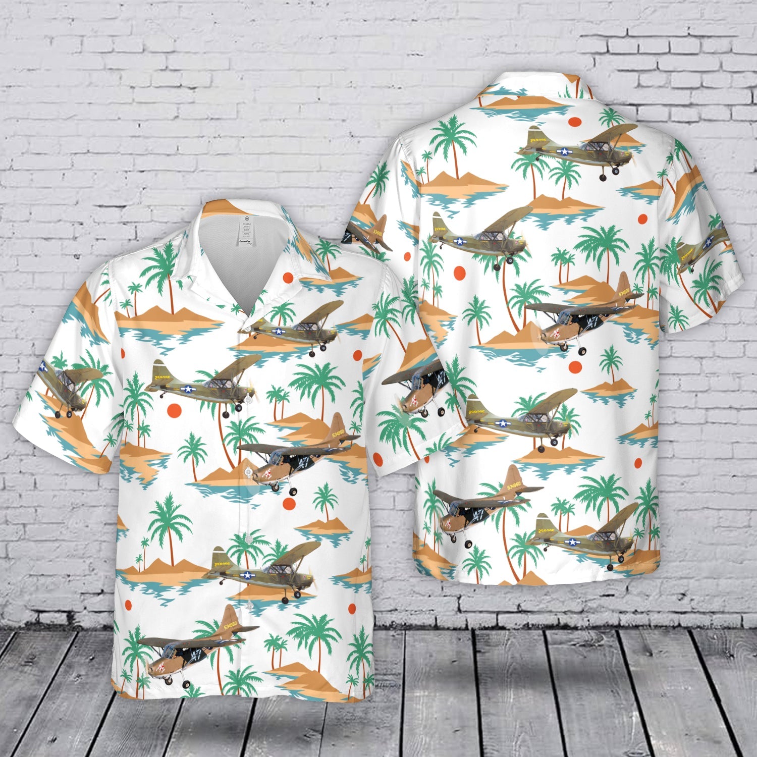 United States Army Air Forces (USAAF) Stinson L-5 Sentinel Air Museum Hawaiian Shirt