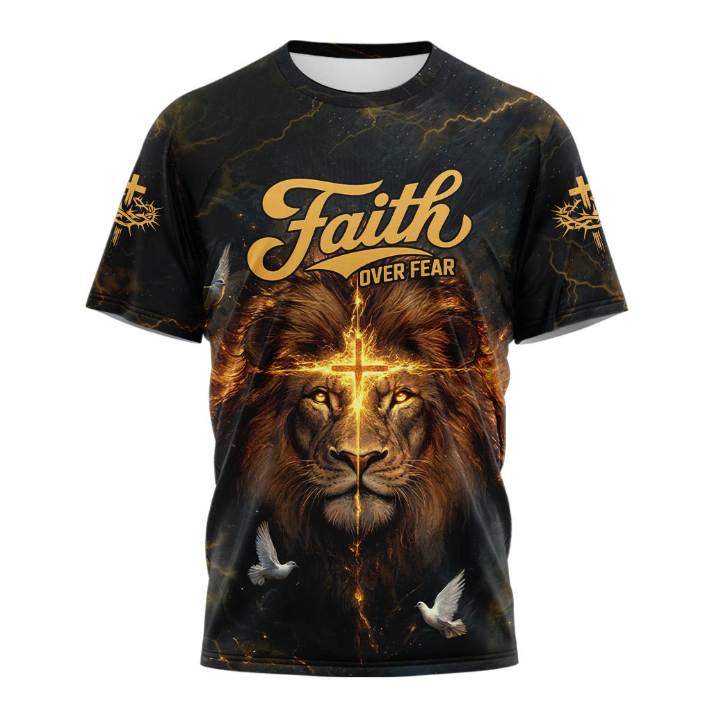 Faith Over Fear Divine Strength 3D TShirt