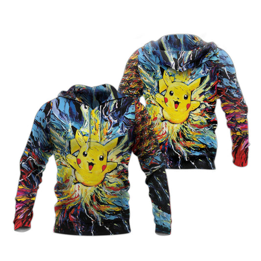 Pokemon Hoodie Pikachu Pokemon Starry Night Style Hoodie Colorful Unisex - Cozy Hoodie For Cold Weather