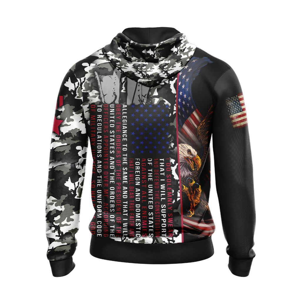 Veteran Hoodie I Do Solemnly Swear That I Will Support Hoodie Black Unisex - Cozy Hoodie For Cold Weather