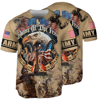 Veteran Baseball Jersey Home of the Free Veteran Army Jersey Shirt Colorful Unisex Adult New Release