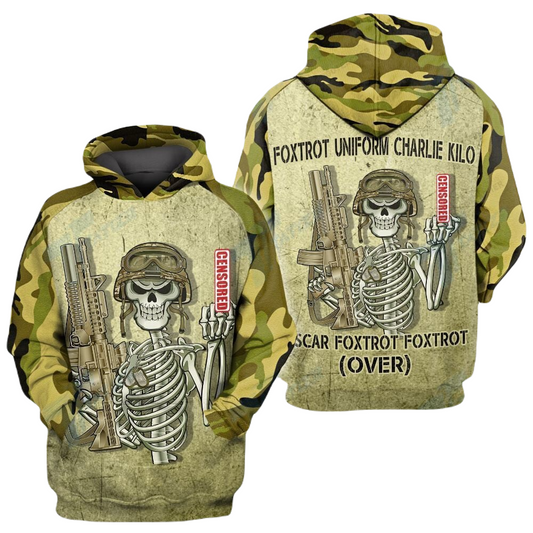Veteran Hoodie Foxtrot Uniforn Charlie Kilo Hoodie Green Unisex - Cozy Hoodie For Cold Weather
