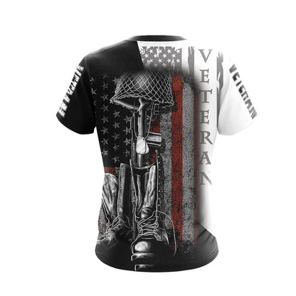 Veteran T-Shirt Veteran Soilder Silhouette T-Shirt Black White Unisex - Trendy Gift For Men & Women