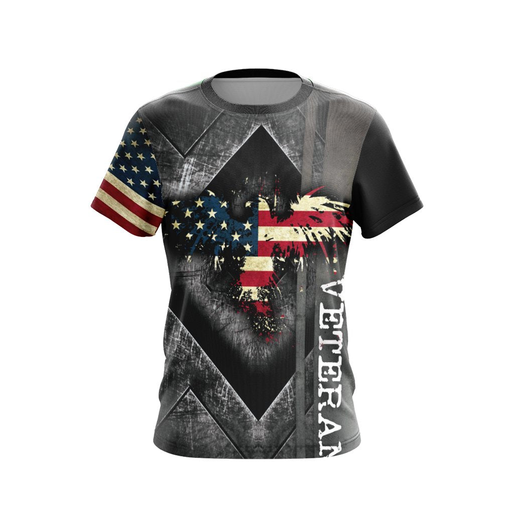 Veteran T-Shirt American Flag Eagle Symbol T-Shirt Gray Unisex - Trendy Gift For Men & Women
