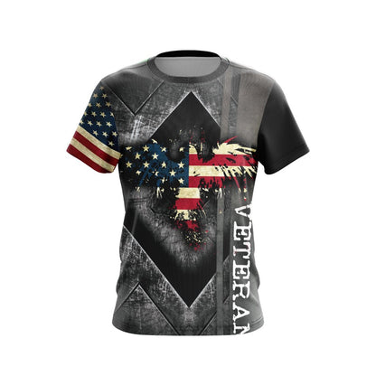 Veteran T-Shirt American Flag Eagle Symbol T-Shirt Gray Unisex - Trendy Gift For Men & Women