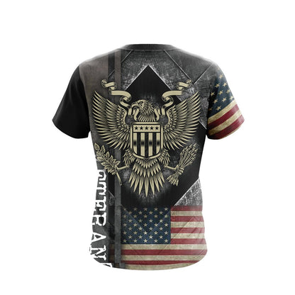 Veteran T-Shirt American Flag Eagle Symbol T-Shirt Gray Unisex - Trendy Gift For Men & Women