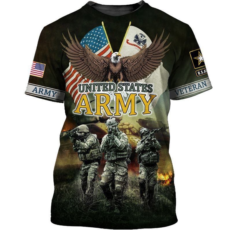Veteran T-Shirt United States Army Veteran Military Soilder T-Shirt Brown Unisex - Trendy Gift For Men & Women