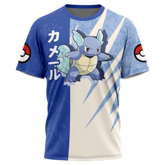 Pokemon T-Shirt Pokemon Wartortle Attack Pose T-Shirt Blue White Unisex - Trendy Gift For Men & Women