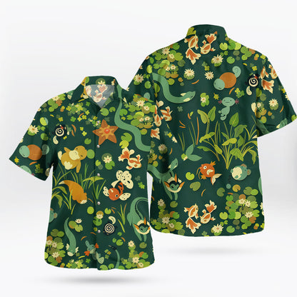 Water-Type Pokémon Hawaiian Shirt Short Sleeves Tropi | Tropi Hawaiian Shirts Store