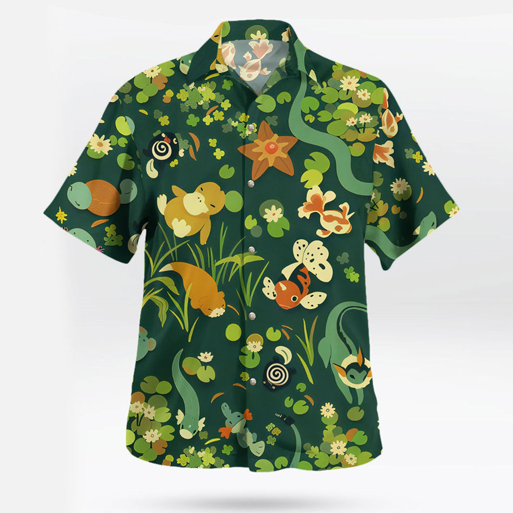 Water-Type Pokémon Hawaiian Shirt Short Sleeves Tropi | Tropi Hawaiian Shirts Store