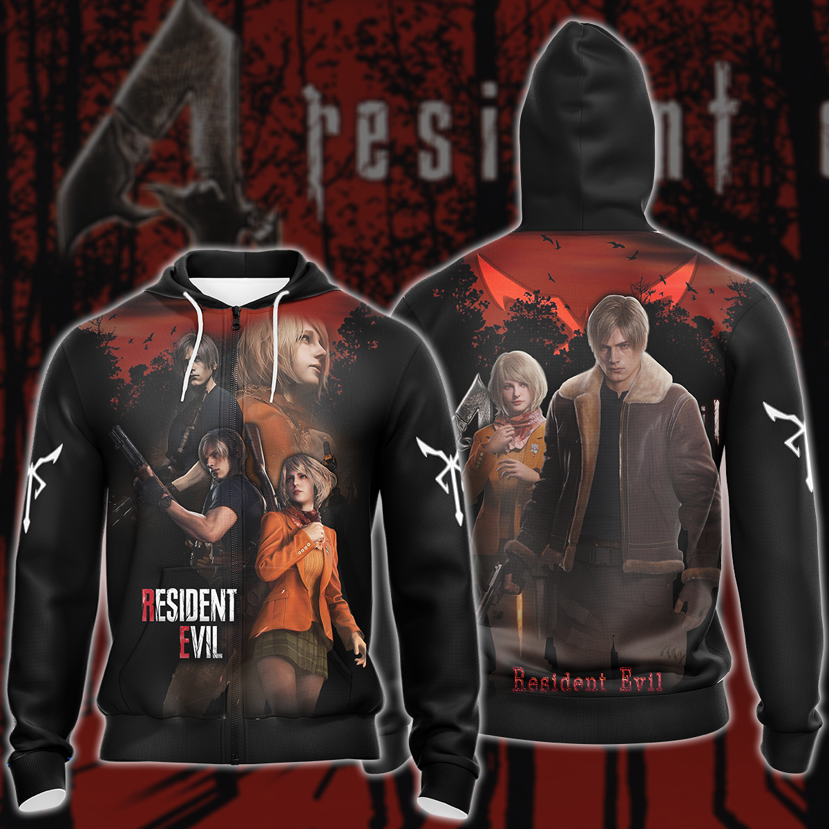 Resident Evil: Leon & Ashley Video Game 3D All Over Printed T-shirt Tank Top Zip Hoodie Pullover Hoodie Hawaiian Shirt Beach Shorts Jogger