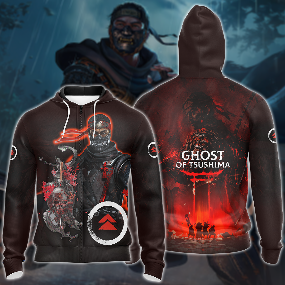 Ghost of Tsushima Video Game 3D All Over Print T-shirt Tank Top Zip Hoodie Pullover Hoodie Hawaiian Shirt Beach Shorts Jogger
