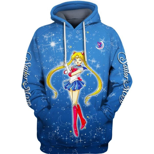 Sailor Moon Hoodie Sailor Moon Usagi Pose Hoodie Blue Unisex - Cozy Hoodie For Cold Weather