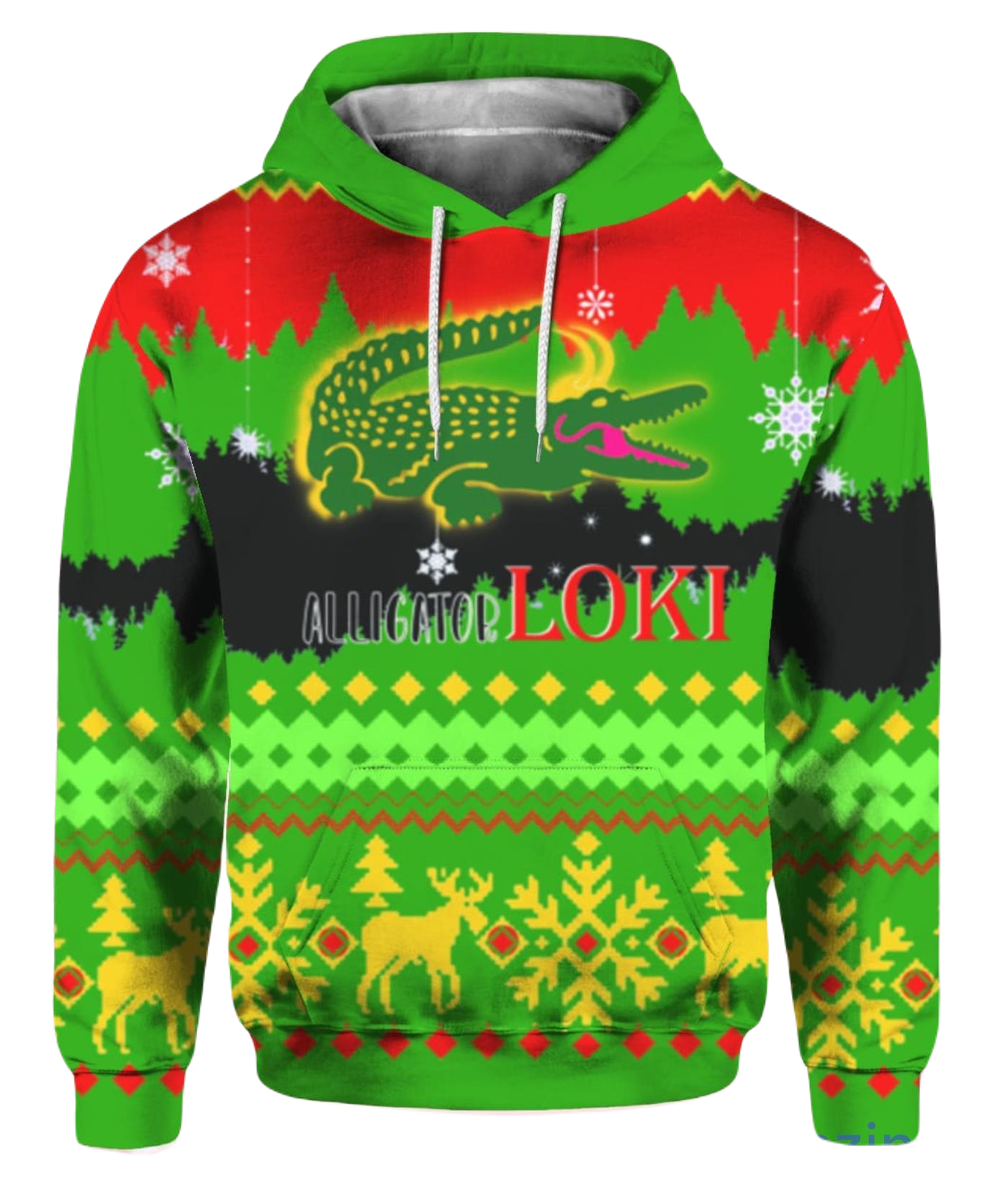 Loki Hoodie Alligator Loki Merry Christmas Hoodie Green Unisex - Cozy Hoodie For Cold Weather