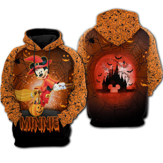 DN Halloween Hoodie MN Mouse Witch Halloween Orange Hoodie