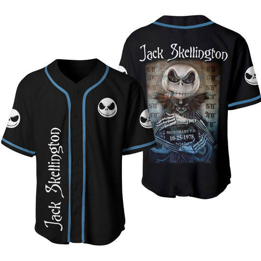Tnbc Jersey Jack Skellington Nightmare PD 10-25-1978 Black Jersey Shirt
