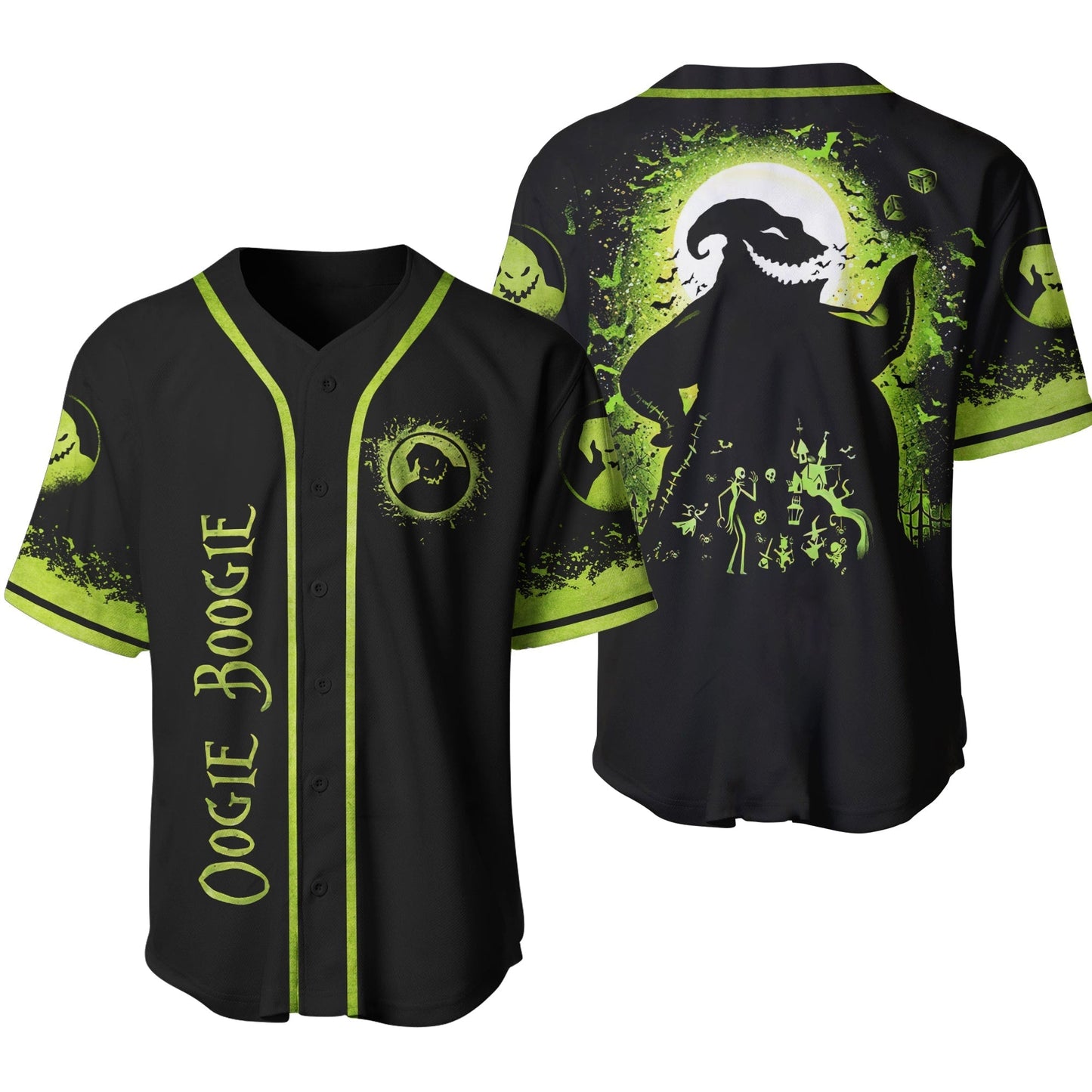 Tnbc Jersey Oogie Boogie Silhouette Green Black Jersey Shirt Tnbc Baseball