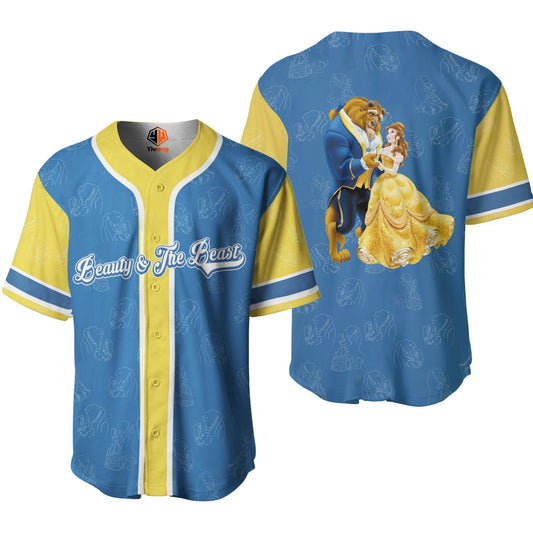 Disney Jersey Beauty and the Beast Dancing Graphic Blue Yellow Jersey Shirt Disney Beauty and the Beast Baseball
