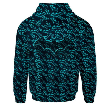 Batman Hoodie Dc Batman Symbol Pattern T-Shirt Black Blue Unisex - Trendy Gift For Men & Women