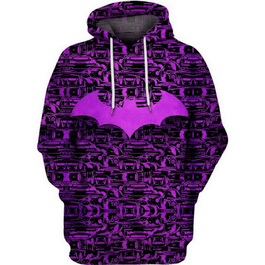 Batman Hoodie Dc Batman Batmobile Symbol Pattern Hoodie Black Pink Unisex - Cozy Hoodie For Cold Weather
