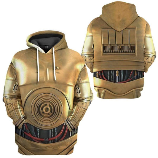 Starwars Hoodie Starwars C-3PO Costume Hoodie Yellow Unisex