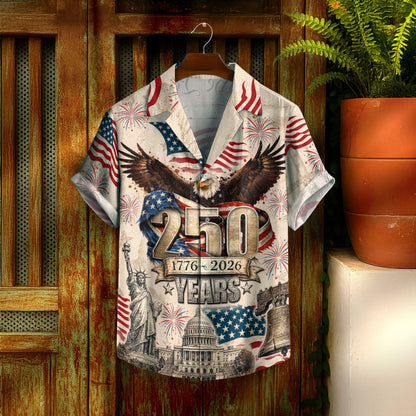 250 Years Of America 1776–2026 Eagle Edition Hawaiian Shirt - Patriotic Gift For Him
