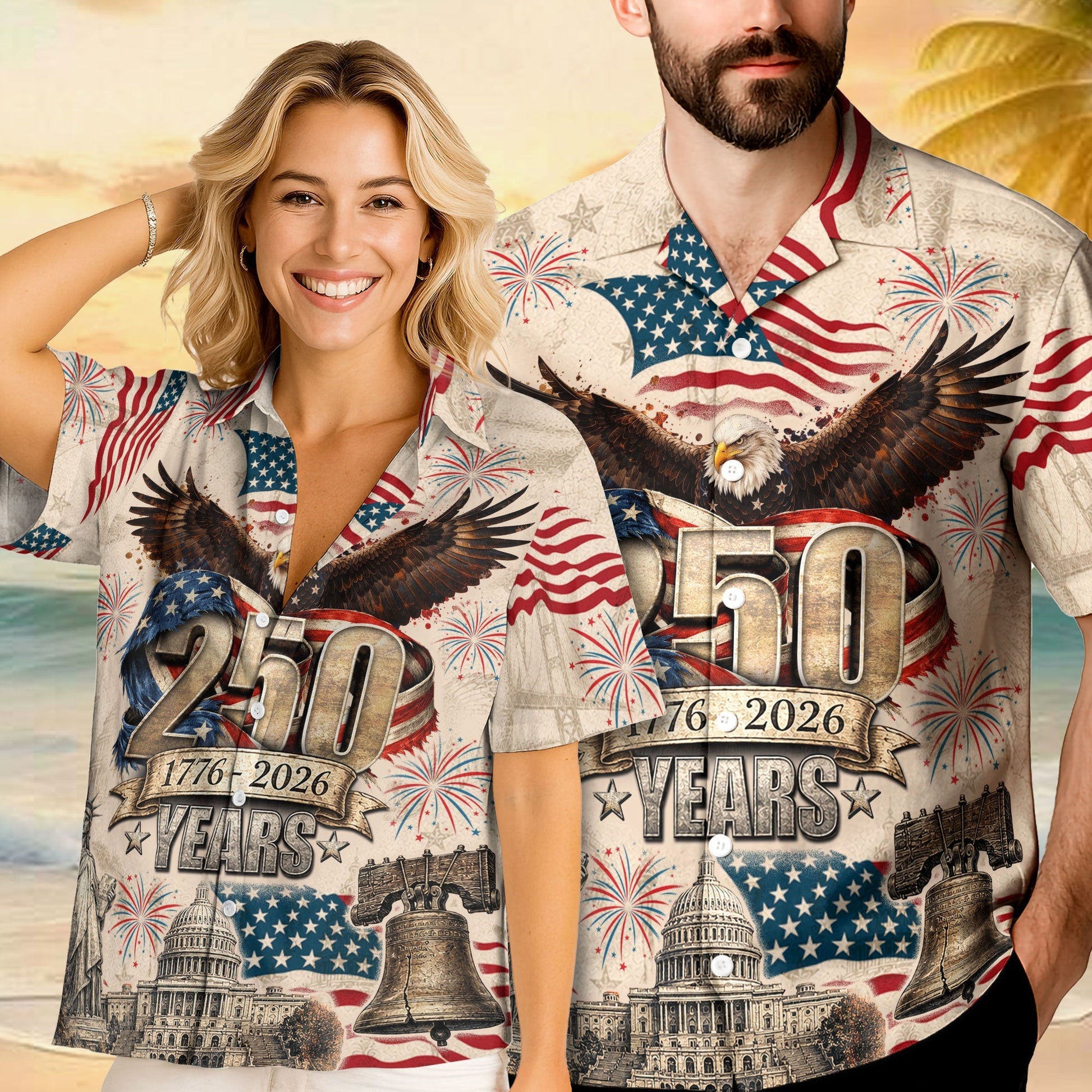 250 Years Of America 1776–2026 Eagle Edition Hawaiian Shirt - Patriotic Gift For Him