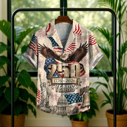 250 Years Of America 1776–2026 Eagle Edition Hawaiian Shirt - Patriotic Gift For Him