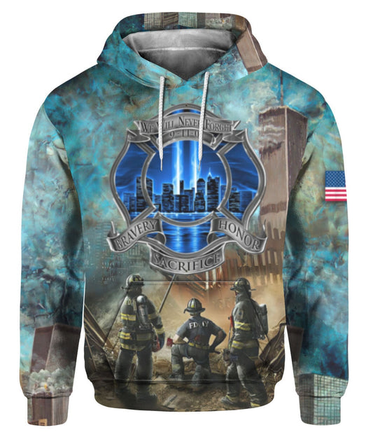Patriot Day Hoodie We Will Never Forget Patriot Day Blue Smoke Shirt Patriot Day Shirt - Trendy Gift For Men & Women