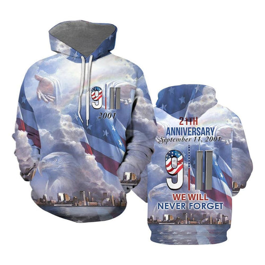 Patriot Day Hoodie 09/11/2001 We Will Never Forget Jesus Hand Shirt Patriot Day Shirt - Trendy Gift For Men & Women