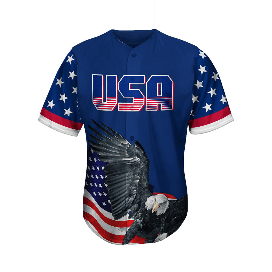 Independence Day Jersey USA Eagle American Flag Independence Day Blue Jersey Shirt 04th of July Baseball for Men Women