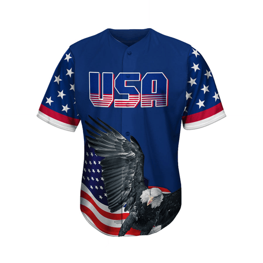 Independence Day Jersey USA Eagle American Flag Independence Day Blue Jersey Shirt 04th of July Baseball for Men Women