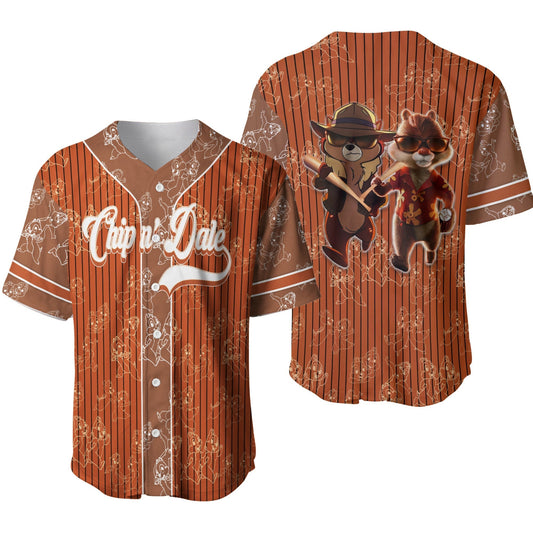 Disney Jersey Disney Cool Chip N Dale with Wooden Bats Pattern Brown Jersey Shirt Baseball Chip N Dale Baseball