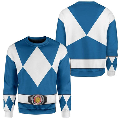 Cosplay Blue MIGHTY MORPHIN Power Ranger Custom T-Shirts Hoodies Apparel
