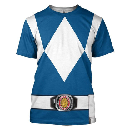 Cosplay Blue MIGHTY MORPHIN Power Ranger Custom T-Shirts Hoodies Apparel