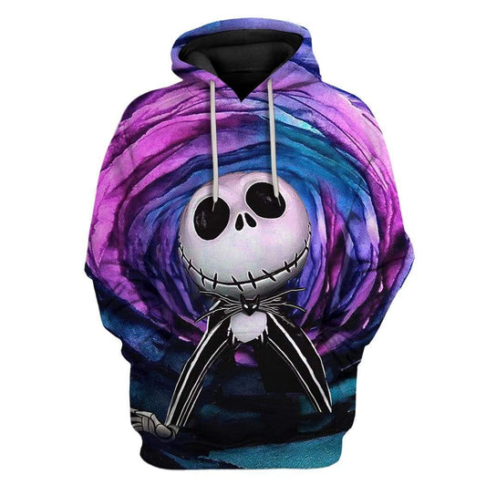  TNBC Hoodie Jack Skellington Illusion Pink Blue Hoodie Colorful