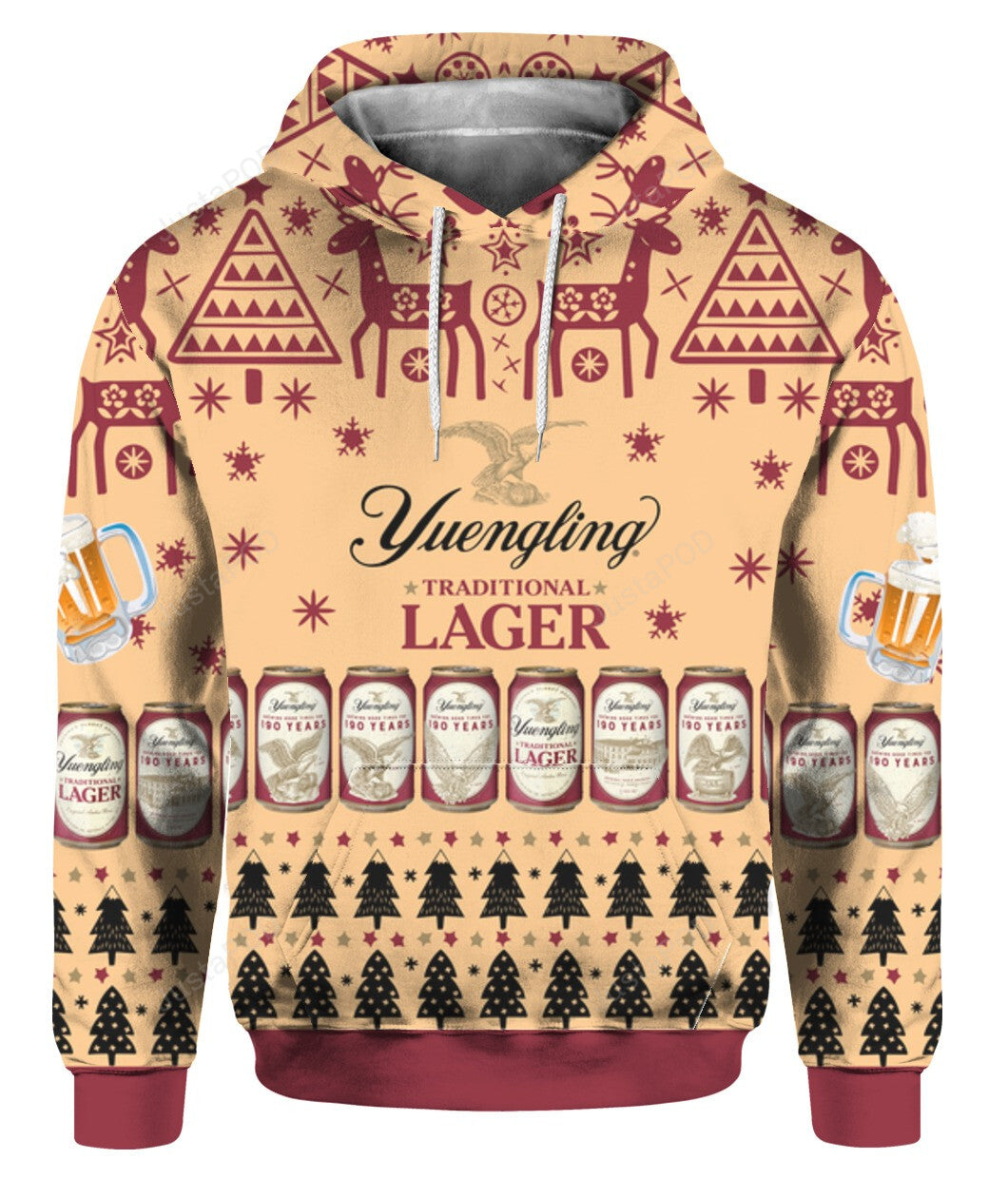 Beer Hoodie Yuengling Traditional Lager Beer Christmas Pattern Hoodie Amazing Beer - Cozy Hoodie For Cold Weather