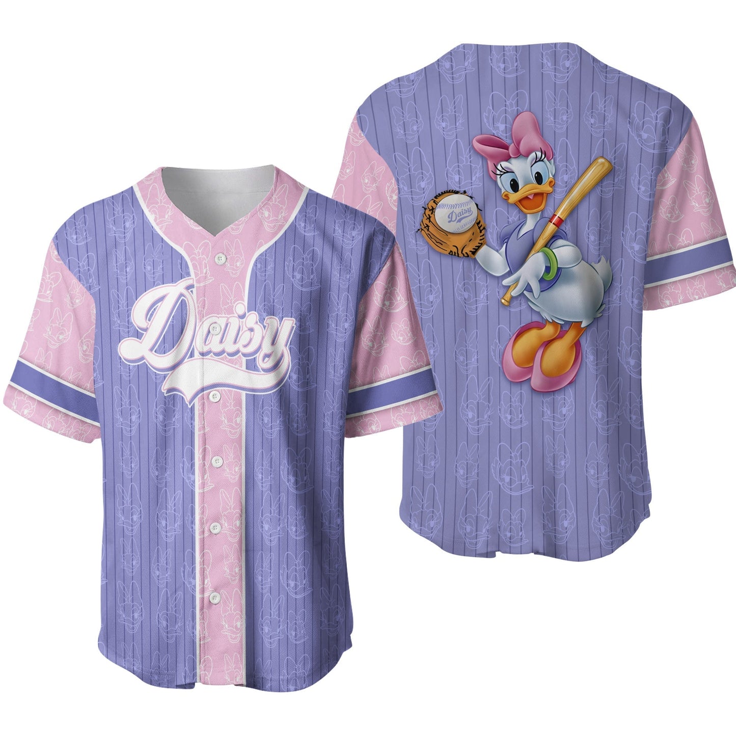 Disney Jersey Disney Daisy Duck Character Patterns Purple Pink Jersey Shirt Baseball Daisy Duck Baseball