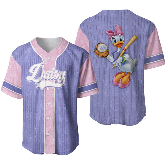 Disney Jersey Disney Daisy Duck Character Patterns Purple Pink Jersey Shirt Baseball Daisy Duck Baseball