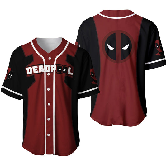 Marvel Jersey Marvel Anti-Hero Deadpool Mask Symbol Red Black Jersey Shirt Baseball Deadpool Baseball