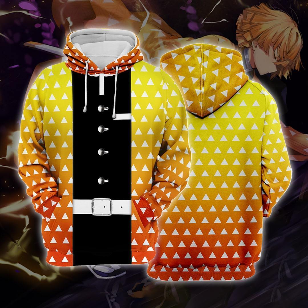  Demon Slayer Hoodie Zenitsu Agatsuma Golden Costume Hoodie Kimetsu No Yaiba Hoodie Demon Slayer Apparel