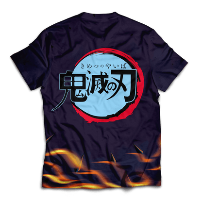  Demon Slayer Shirt Tanjiro Nezuko Giyu Tomioka Zenitsu Inosuke Fire Black Shirt Demon Slayer Apparel