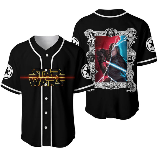 Star Wars Jersey Star Wars Darth Vader Character Frame Galactic Empire Symbol Black Jersey Shirt Baseball
