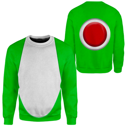 Super Mario Costume Hoodie Game Character Yoshi Costume T-Shirt Green White Unisex Adults - Trendy Gift For Men & Women