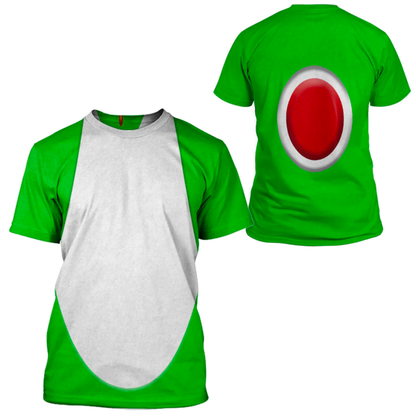 Super Mario Costume Hoodie Game Character Yoshi Costume T-Shirt Green White Unisex Adults - Trendy Gift For Men & Women