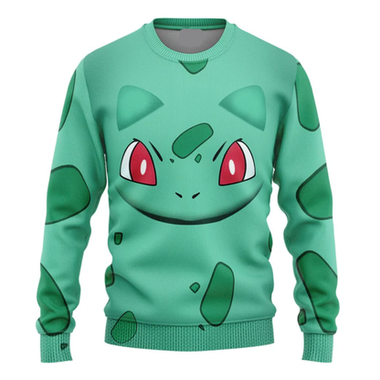Pokemon Hoodie Bulbasaur Pokemon Cosplay T-Shirt Green Unisex Adults New Release - Trendy Gift For Men & Women