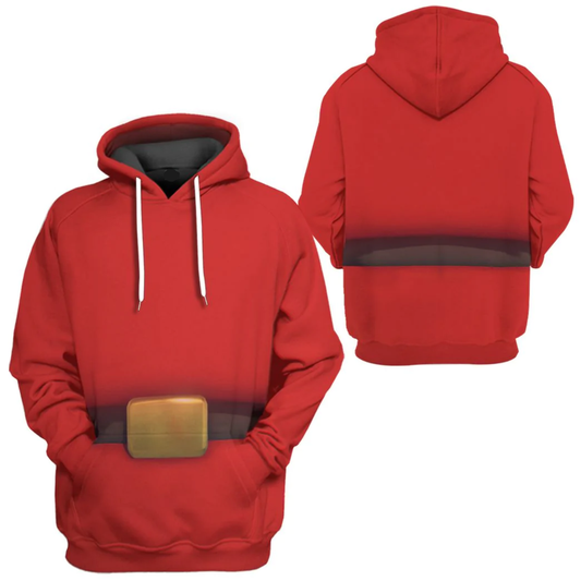 Super Mario Costume Hoodie Game Character Shy Guy Costume T-Shirt Red Unisex Adults - Trendy Gift For Men & Women